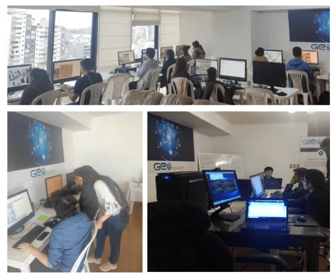 Equipo de Geo Solution trabajando en la oficina